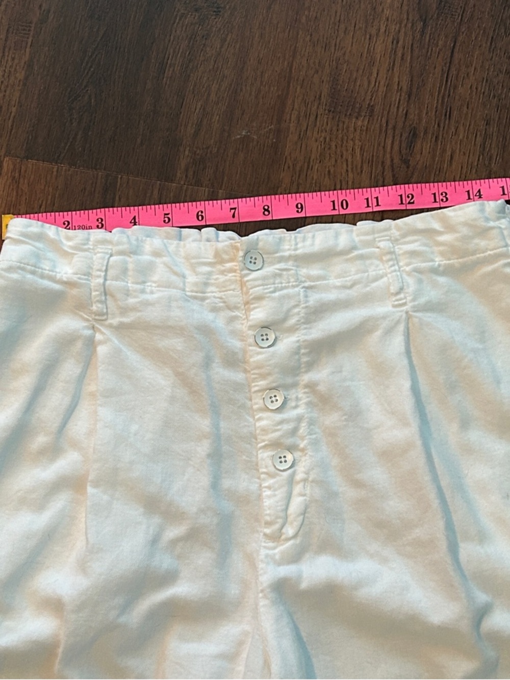 Bella Dahl White Linen Blend Wide Leg Pants Button Front Size L - Picture 7 of 10